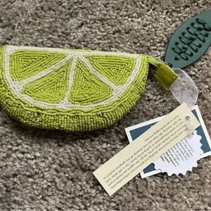 Lime Beaded Coin Purse